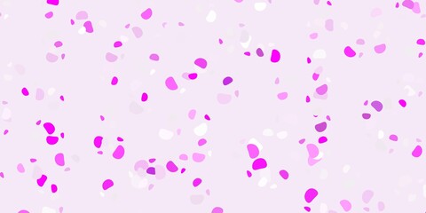 Light purple, pink vector texture with memphis shapes.