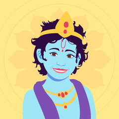 Portrait of little Krishna. Happy krishna janmashtami.