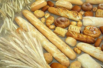 assortment of baked bread