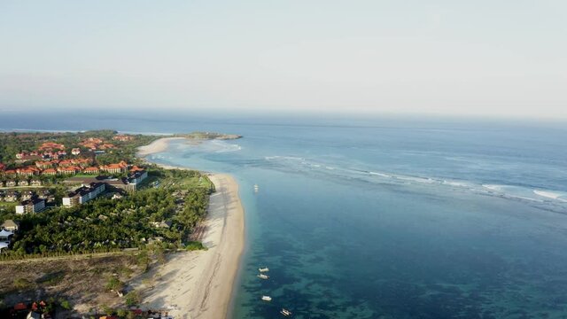 Drone view of Geger Beach. Bali coastline, Indonesia