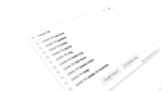 Graphic of online google search engine looking after covid19 hotspots worldwide