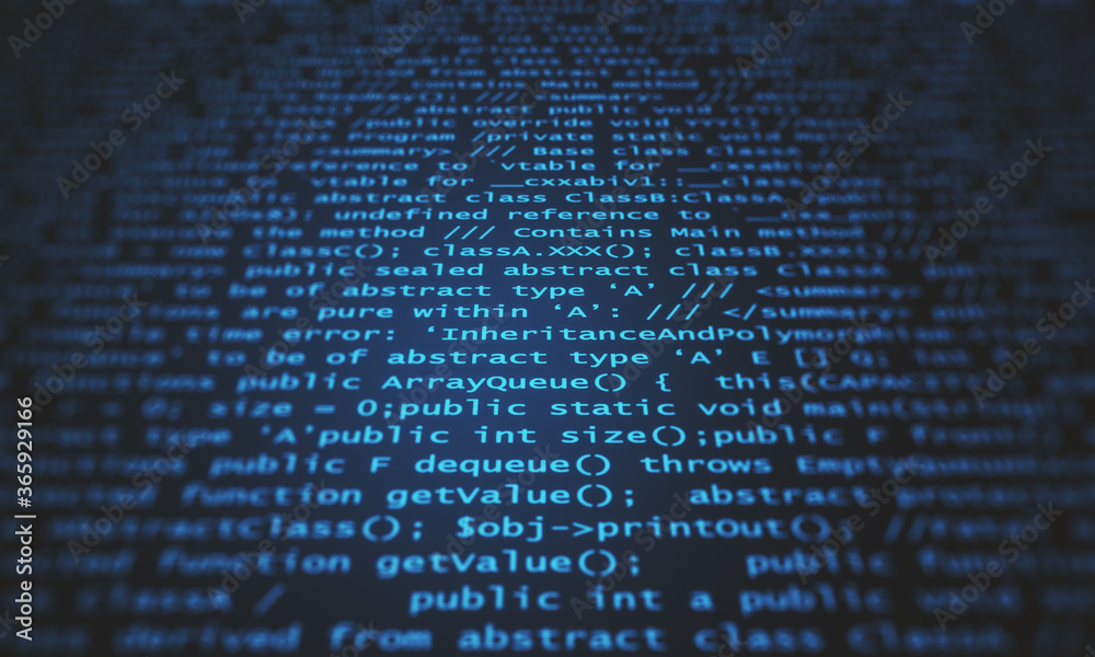 Poster Creative dark coding texture with text.