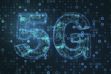 Creative glowing 5G internet backdrop.