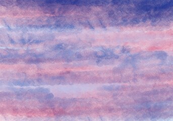 夕焼け　朝焼け　水彩風イラスト
