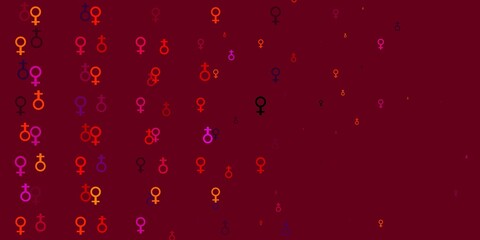 Light Pink, Yellow vector backdrop with woman's power symbols.