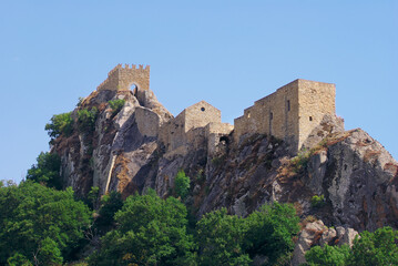 Sperlinga Rock Stone Castle In Sicily Is Historical Landmark Of Medieval Age - 365930747