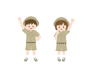 Fototapeta premium 探検隊 子供達のイラスト レッツゴー