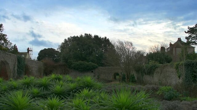 Evening, inside the walled Kipling Gardens in the beautiful old English village of Rottingdean, in East Sussex
