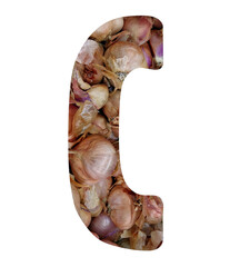 Letter C from a here available alphabet of single letters and numbers cut out from close-up photos of fresh organic vegetables