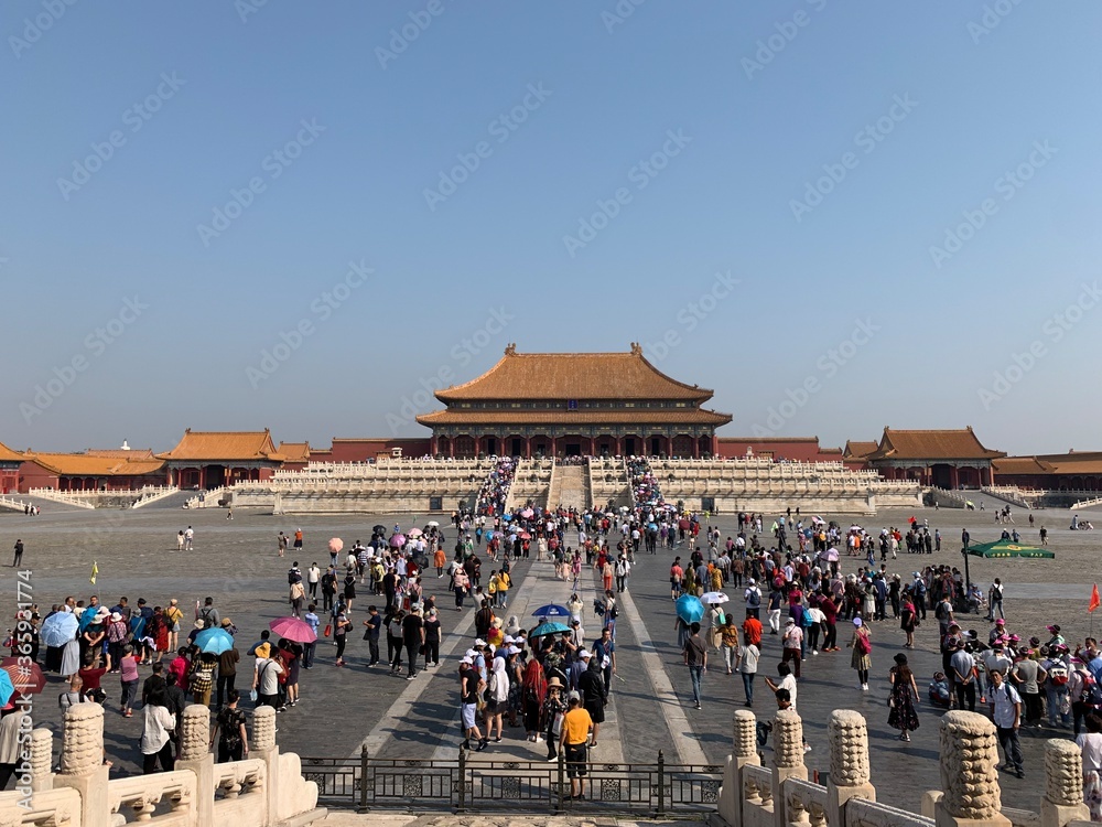 Canvas Prints Foule de touristes, Cité interdite à Pékin, Chine