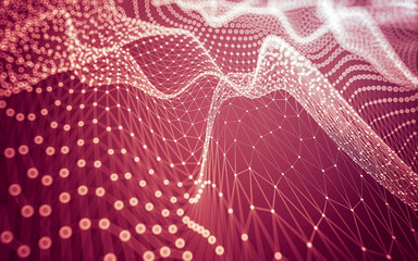 Abstract background. Molecules technology with polygonal shapes, connecting dots and lines. Connection structure. Big data visualization.