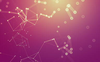 Abstract background. Molecules technology with polygonal shapes, connecting dots and lines. Connection structure. Big data visualization.