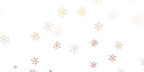 Light orange vector doodle pattern with flowers.