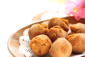 Okinawa food, asian style doughnut with copy space