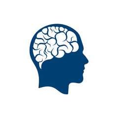 Head with brain vector illustration design. Human head and brain vector icon. Mind concept.
