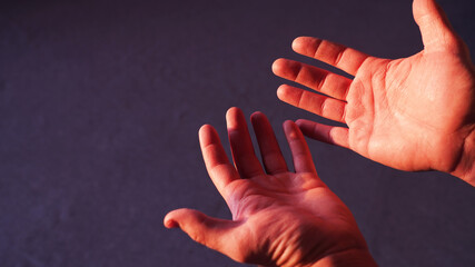 Closeup hand gestures, emotions, facial expressions, body language, non-verbal communication...