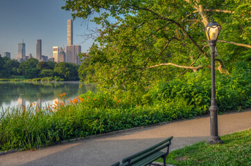 Naklejka premium Central Park, New York City at the lake