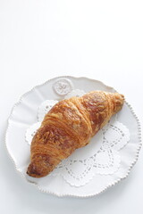 croissant on dish with copy space
