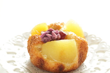 Homemade taro yam and apple pastry bun