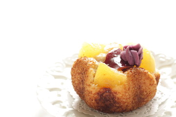 Homemade taro yam and apple pastry bun