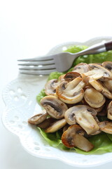 sliced mushroom sauteed for healthy diet vegetarian food
