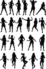 Women silhouettes on a white background.