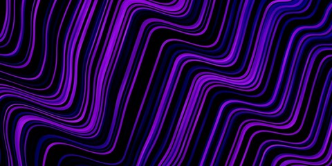 Dark Purple vector background with bent lines. Bright sample with colorful bent lines, shapes. Pattern for commercials, ads.