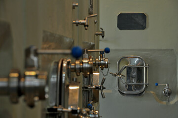 Metal tanks for wine fermentation at the manufacture