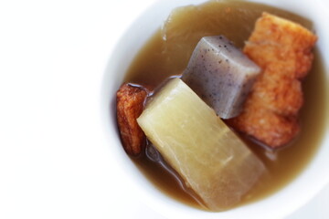 Japanese food, winter food oden simmered radish and fish cake
