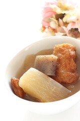 Japanese food, winter food oden simmered radish and fish cake