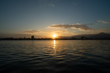 Sunset over Preaek Tuek Chhu river in Kampot, Cambodia