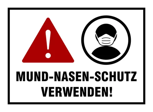 Mund-Nasen-Schutz Verwenden ("Use Face Masks" in German) Horizontal Warning  Sign. Vector Image. Stock Vector | Adobe Stock