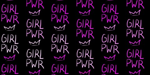 Dark Pink vector pattern with feminism elements.