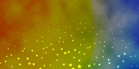 Obraz na płótnie Canvas Dark Blue, Yellow vector background with colorful stars. Decorative illustration with stars on abstract template. Theme for cell phones.
