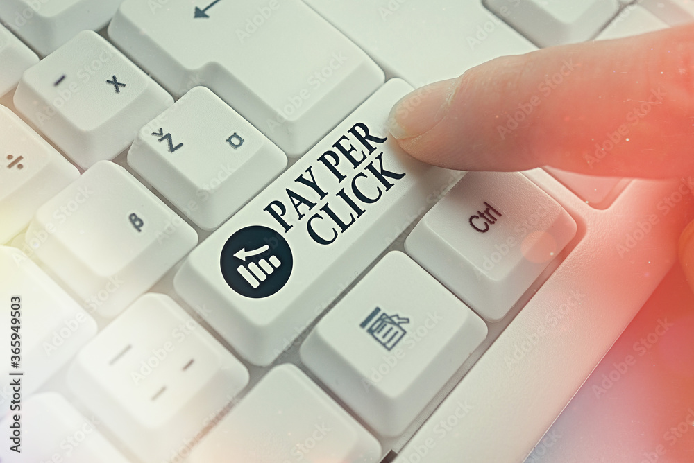 Poster conceptual hand writing showing pay per click. concept meaning internet marketing in which payment i