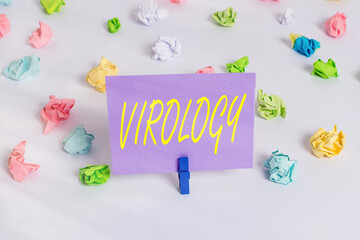 Handwriting text writing Virology. Conceptual photo branch of science dealing with the variety of...