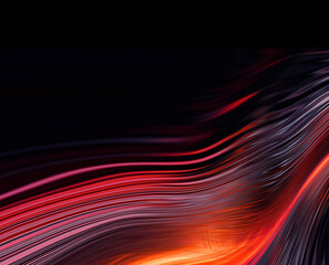 Dark neon modern background with rays and liquid, flowing reds, fire lines. Light lines, bright accent background. Acrylic liquid. 3d illustration