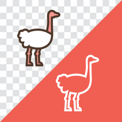 Vector linear icon with ostrich