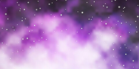 Light Purple vector background with small and big stars. Shining colorful illustration with small and big stars. Theme for cell phones.
