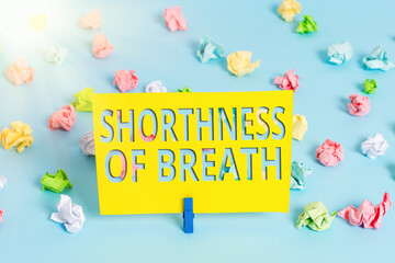 Text sign showing Shorthness Of Breath. Business photo text intense tightening of the airways...