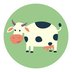 Cow Flat Icon Isolated On White Background