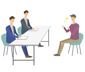 面接　転職　就職活動　就活　面接官　ベクターイラスト