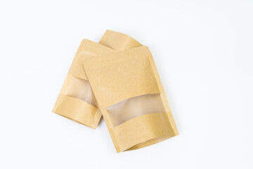 Mock up snack paper bag on white background; Copyspace for product design