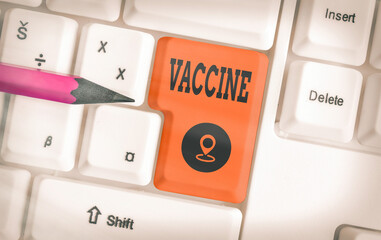 Handwriting text writing Vaccine. Conceptual photo preparation of killed microorganisms or living...