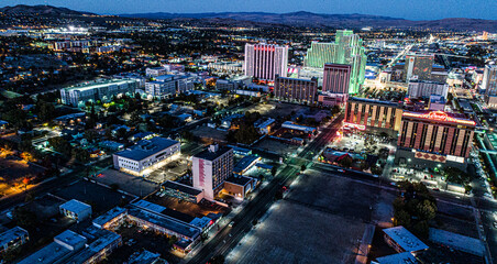 Aerial/Drone photos of Downtown Reno Nevada - obrazy, fototapety, plakaty