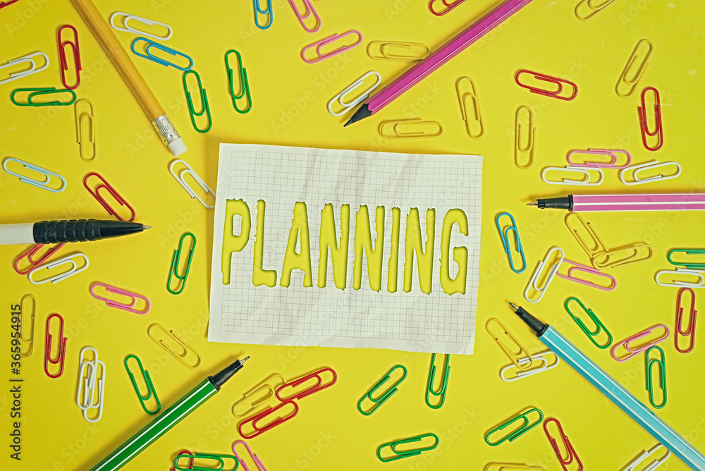 Poster writing note showing planning. business concept for achieving desired results is the first and forem