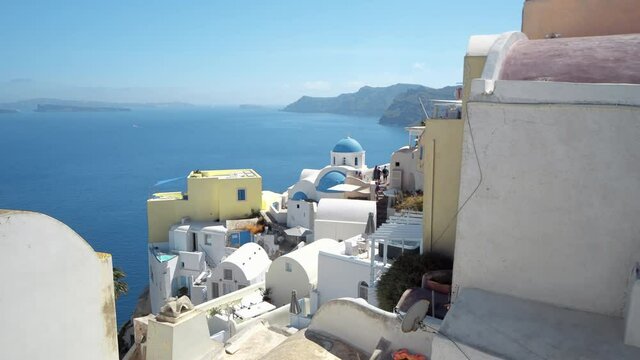 Panorama of famous greece city Oia. Santorini island