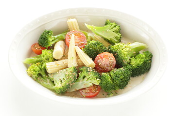 homemade baby corn and broccoli salad 