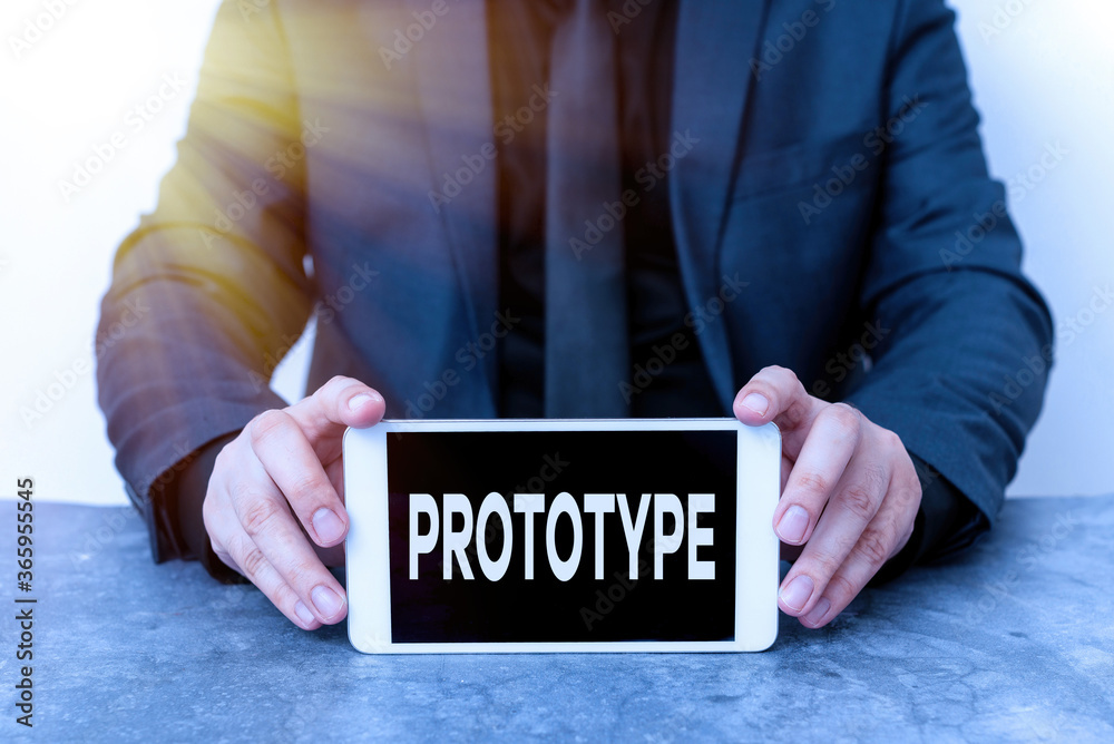 Poster word writing text prototype. business photo showcasing a preliminary model of something particularly