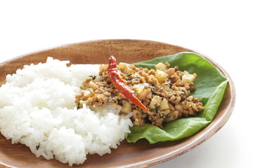lotus roots and mince beef stir fried with spicy for Thai food